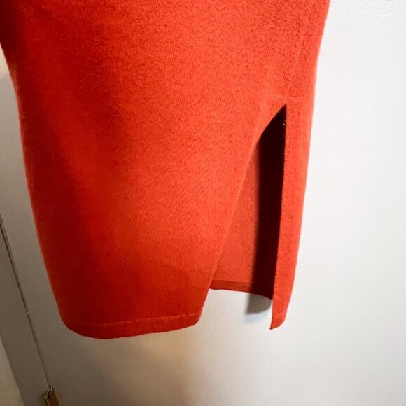 Neiman Marcus Cashmere Long Side-Slit Open-Front Cardigan Burnt Orange Size XS - Picture 6 of 7